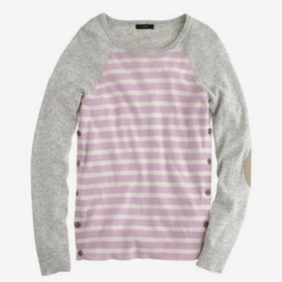 J Crew Woo/rabbit Sweater Elbow Patch Stripe Side Button szXXS - Picture 1 of 8
